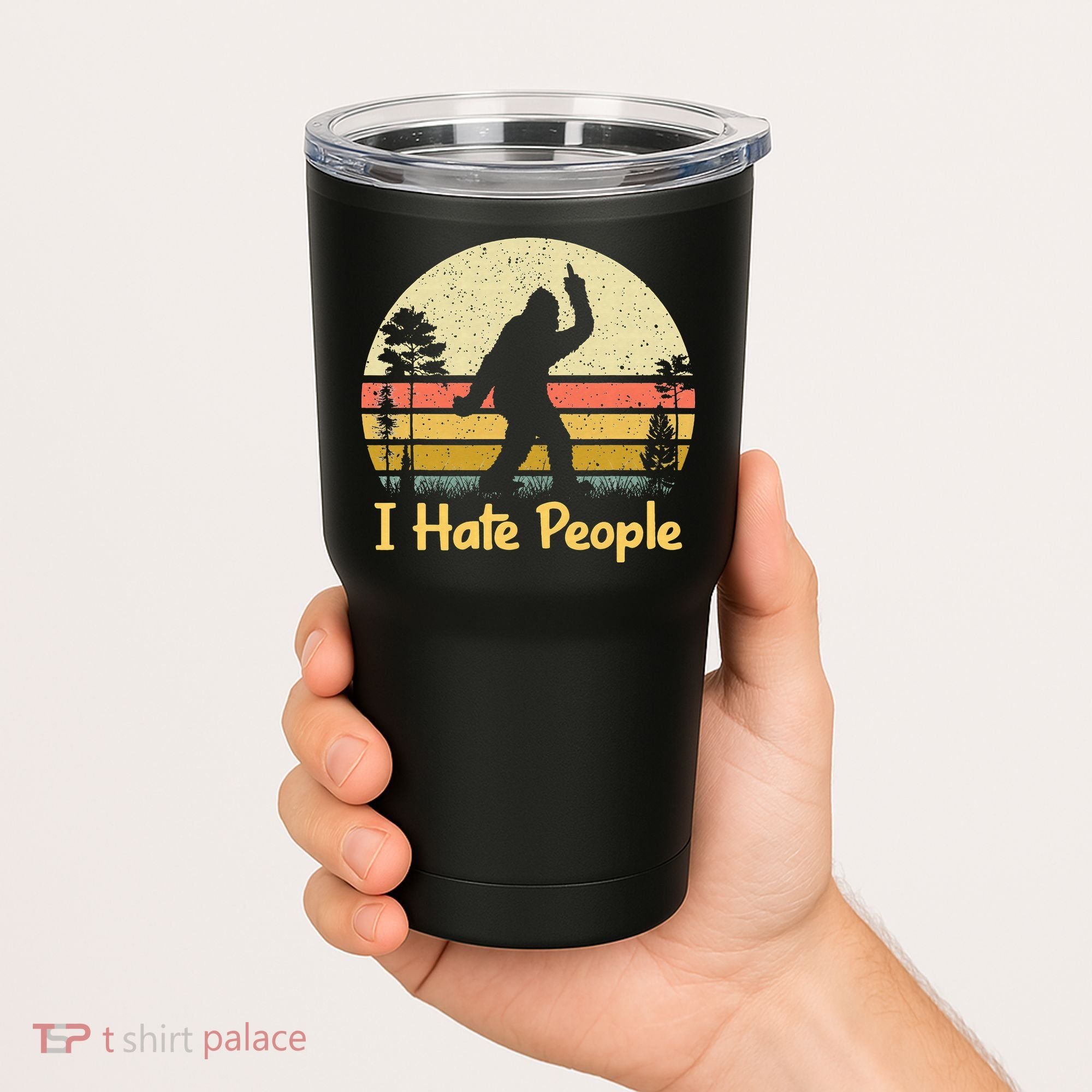 Retro Camping Bigfoot Sasquatch Middle Tumbler