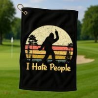 Retro Camping Bigfoot Sasquatch Middle Golf Towel thumb 1