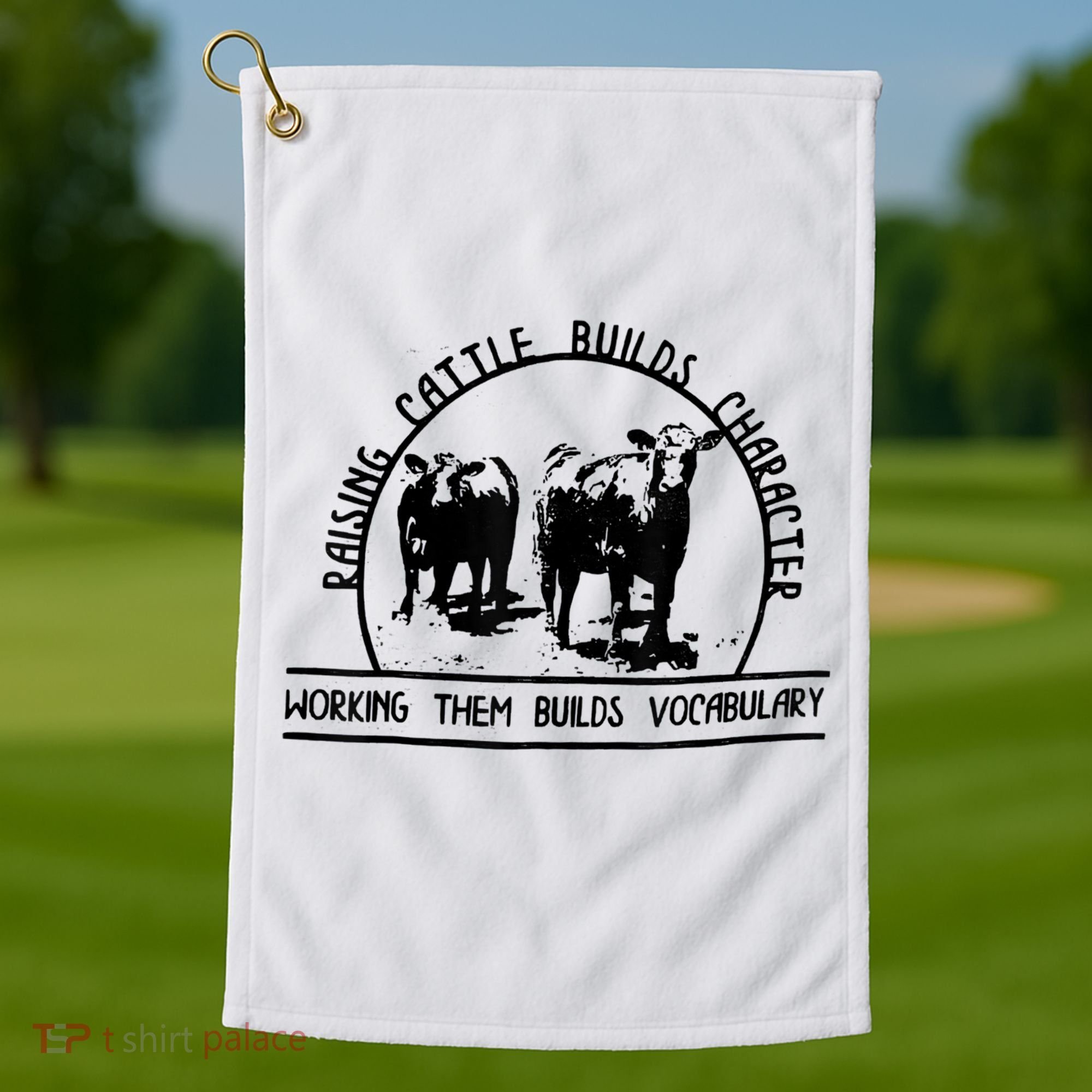 Raising Cattle Builds Character Working Them Builds Golf Towel