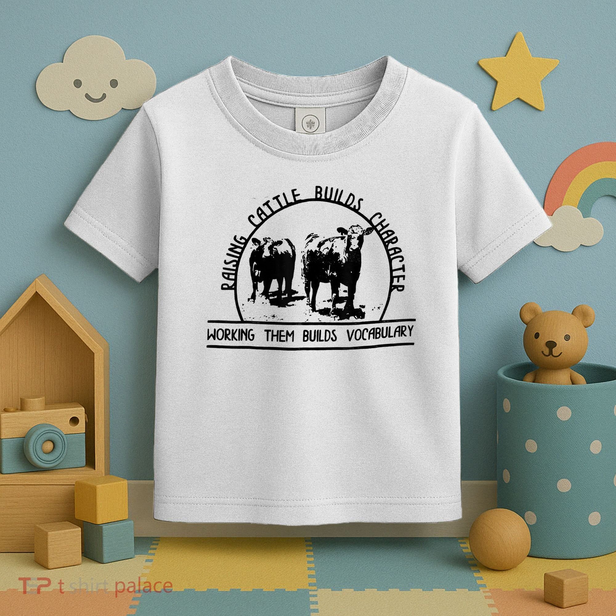 Raising Cattle Builds Character Working Them Builds Toddler T-Shirt