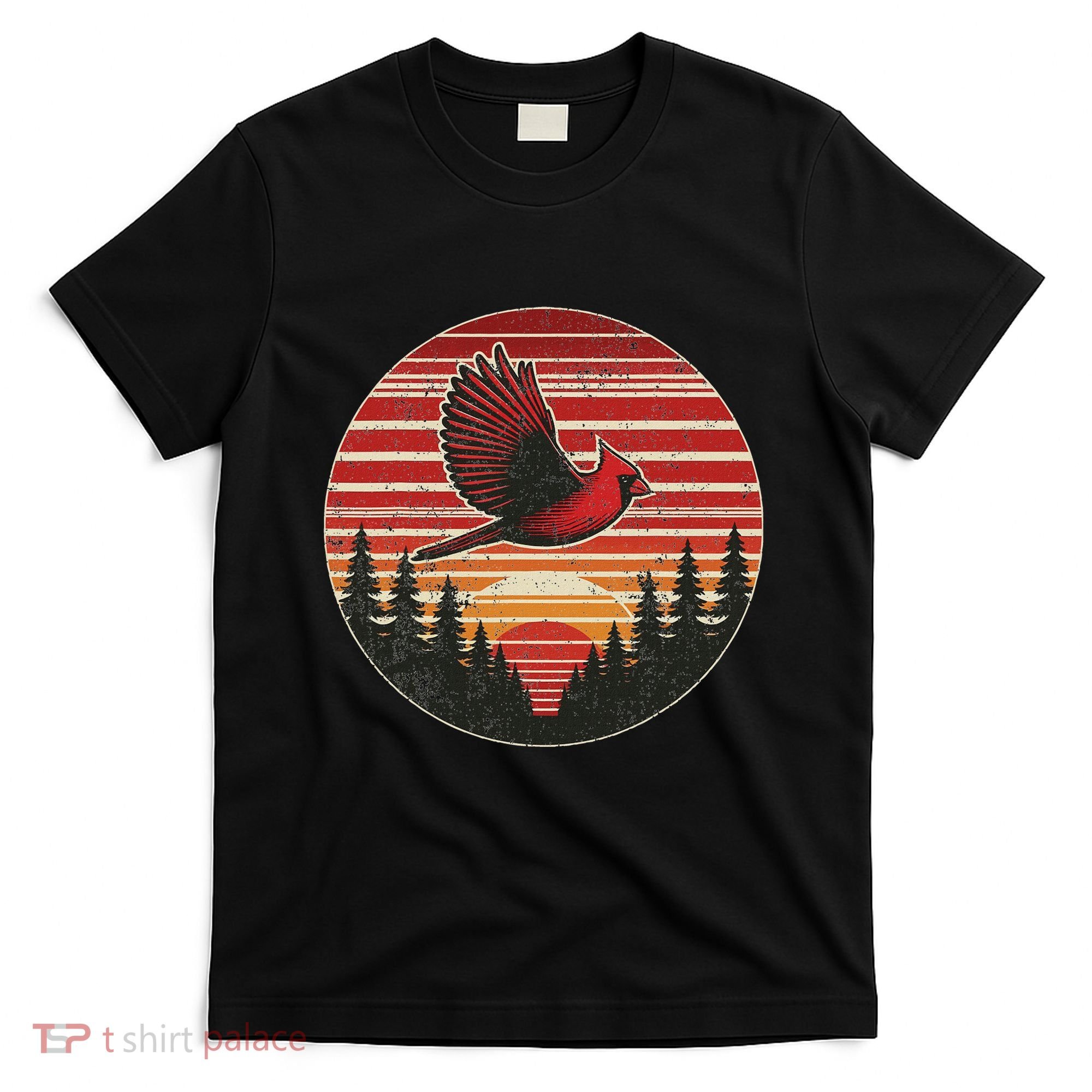 Red Cardinal Bird Vintage Retro Birdwatching Birding T-Shirt