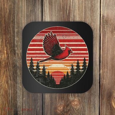 Red Cardinal Bird Vintage Retro Birdwatching Birding Coaster