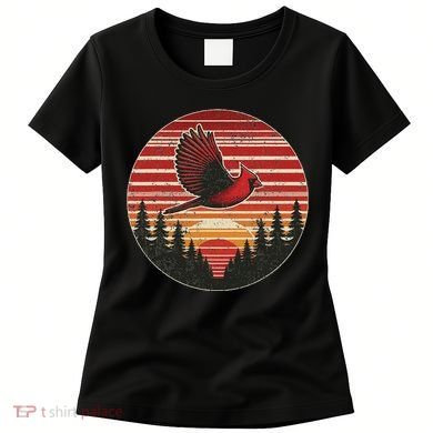 Red Cardinal Bird Vintage Retro Birdwatching Birding Women's T-Shirt