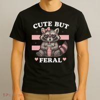 Raccoon Cute But Feral Funny Animal T-Shirt thumb 3