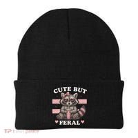 Raccoon Cute But Feral Funny Animal Beanie thumb 0