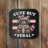 Raccoon Cute But Feral Funny Animal Coaster thumb 0