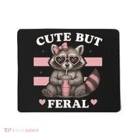 Raccoon Cute But Feral Funny Animal Mousepad thumb 0