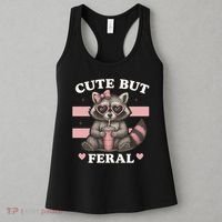 Raccoon Cute But Feral Funny Animal Women's Tank Top thumb 3