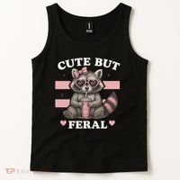 Raccoon Cute But Feral Funny Animal Tank Top thumb 2