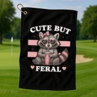 Raccoon Cute But Feral Funny Animal Golf Towel thumb 1