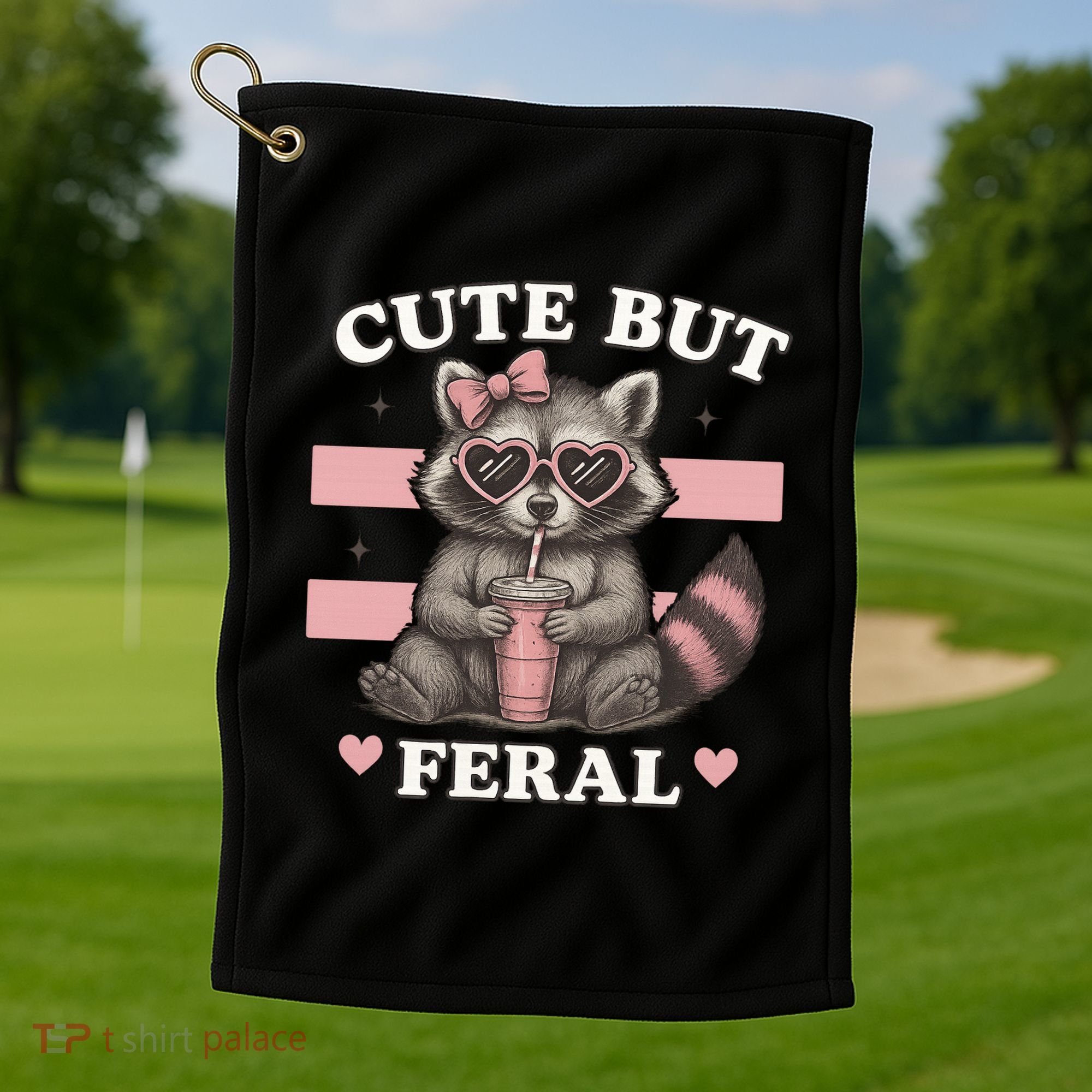 Raccoon Cute But Feral Funny Animal Golf Towel