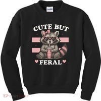 Raccoon Cute But Feral Funny Animal Kids Sweatshirt thumb 0
