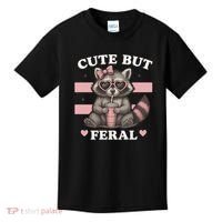 Raccoon Cute But Feral Funny Animal Kids T-Shirt thumb 0