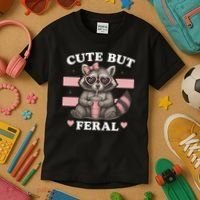 Raccoon Cute But Feral Funny Animal Kids T-Shirt thumb 3