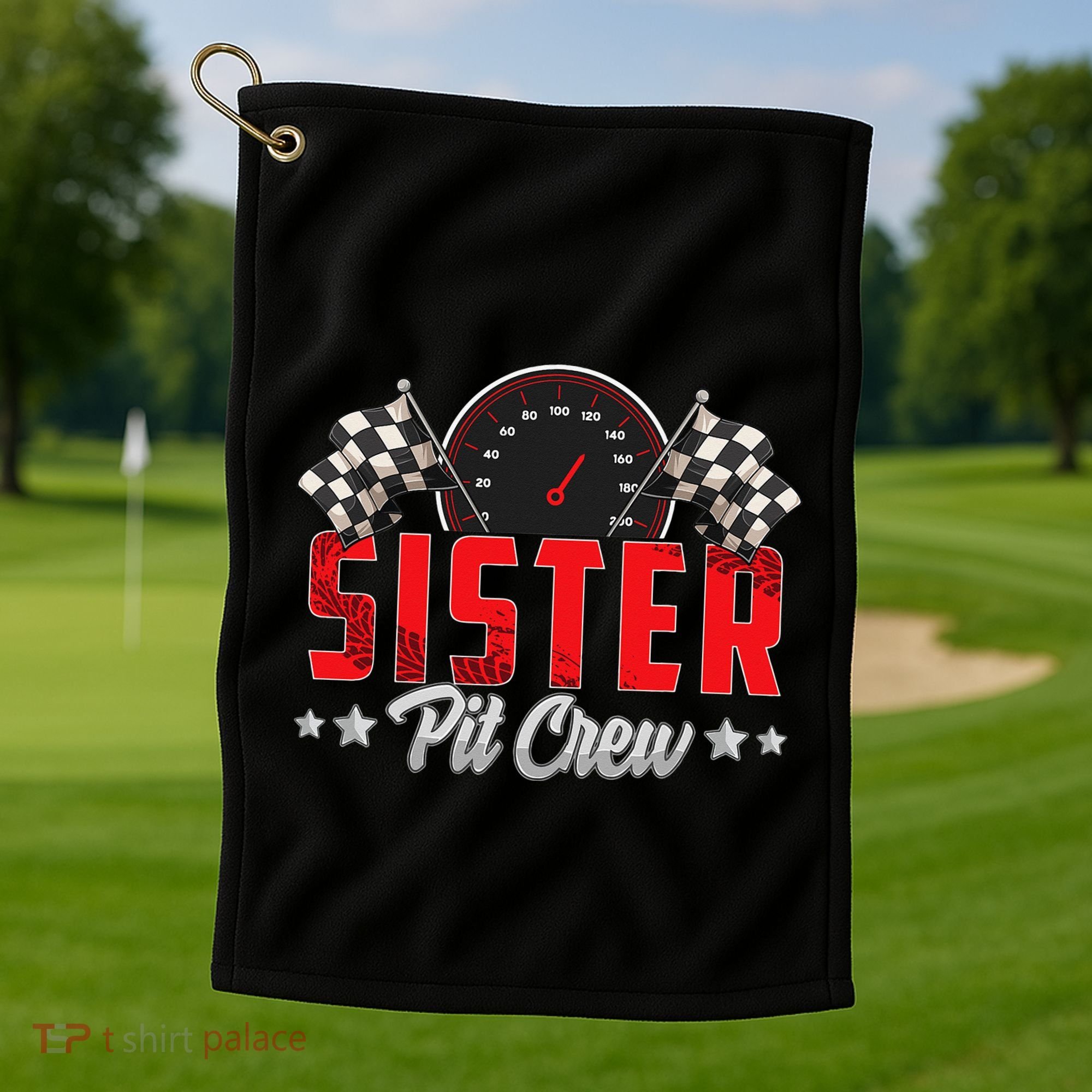 Race Car Birthday Party Racing Family Sister Pit Crew Golf Towel