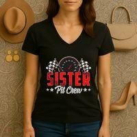 Race Car Birthday Party Racing Family Sister Pit Crew Women's V-Neck T-Shirt thumb 3
