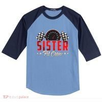Race Car Birthday Party Racing Family Sister Pit Crew Raglan Baseball Sleeve Shirt thumb 0