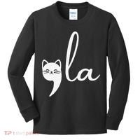 Retro Cat Comma La Kamala Harris For President 2024 Election Gift Kids Long Sleeve Shirt thumb 0