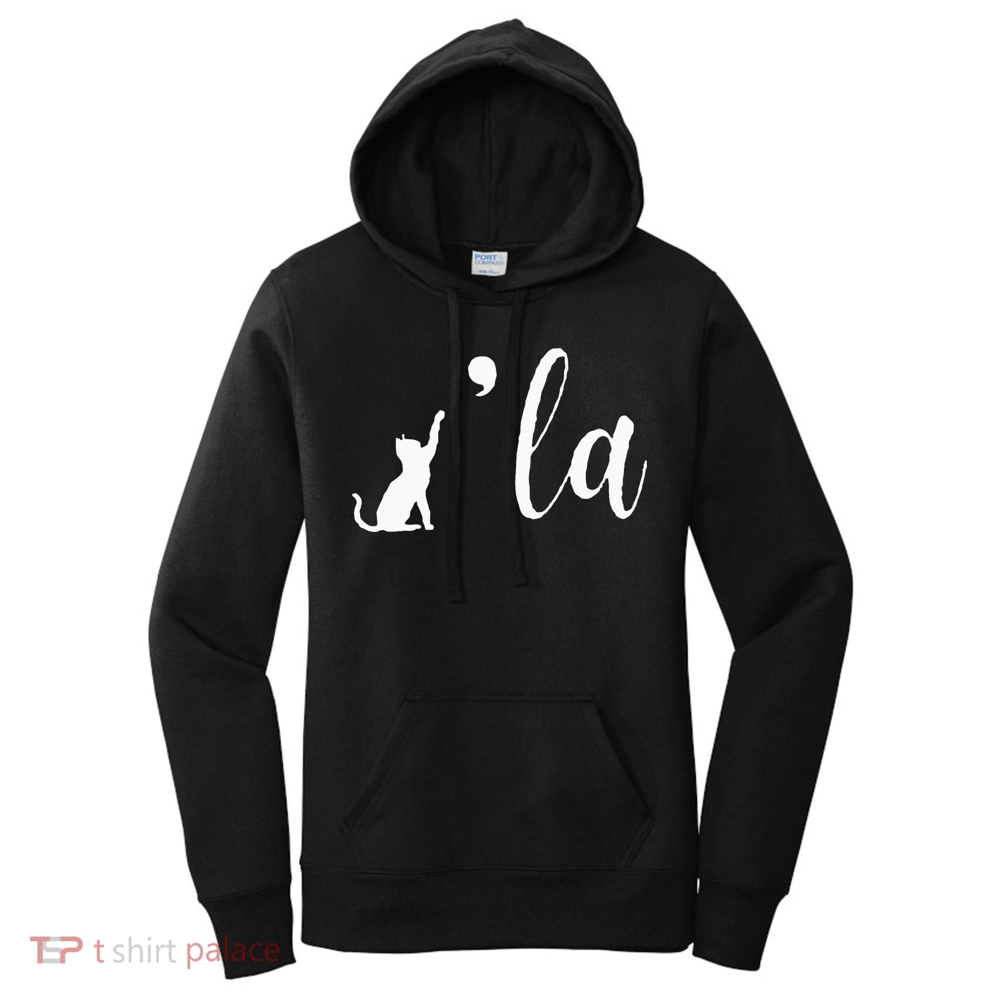 Retro Cat Comma La Kamala Harris For President 2024 Election Women's Hoodie