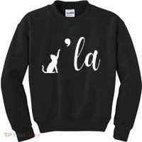 Retro Cat Comma La Kamala Harris For President 2024 Election Kids Sweatshirt thumb 0
