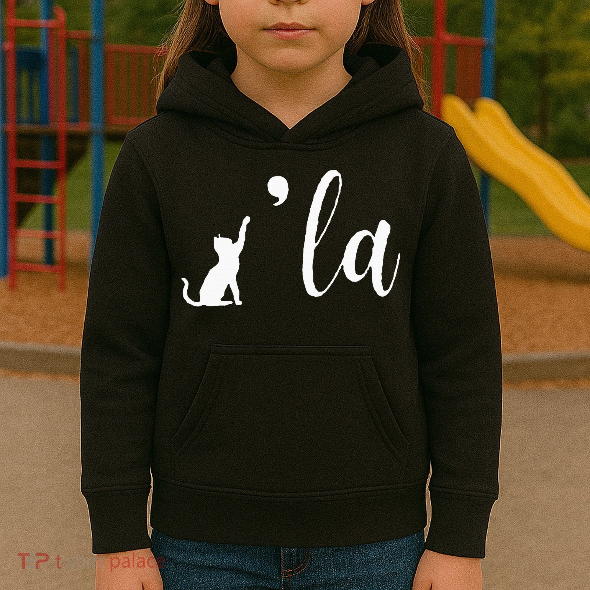 Retro Cat Comma La Kamala Harris For President 2024 Election Kids Hoodie