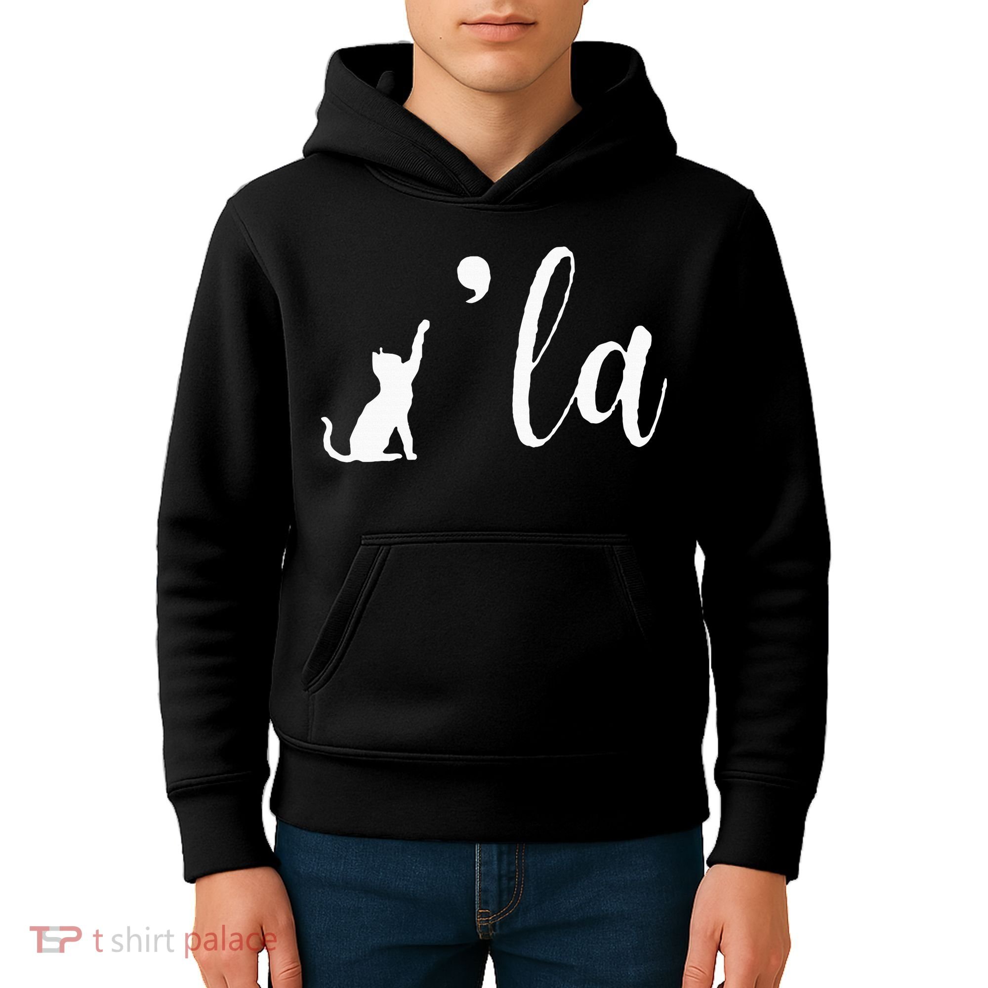 Retro Cat Comma La Kamala Harris For President 2024 Election Kids Hoodie