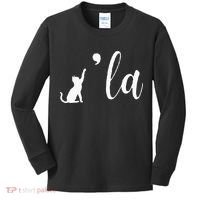 Retro Cat Comma La Kamala Harris For President 2024 Election Kids Long Sleeve Shirt thumb 0