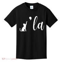 Retro Cat Comma La Kamala Harris For President 2024 Election Kids T-Shirt thumb 0