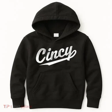 Retro Cincy Cincinnati Ohio Vintage Cursive Script Throwback Kids Hoodie