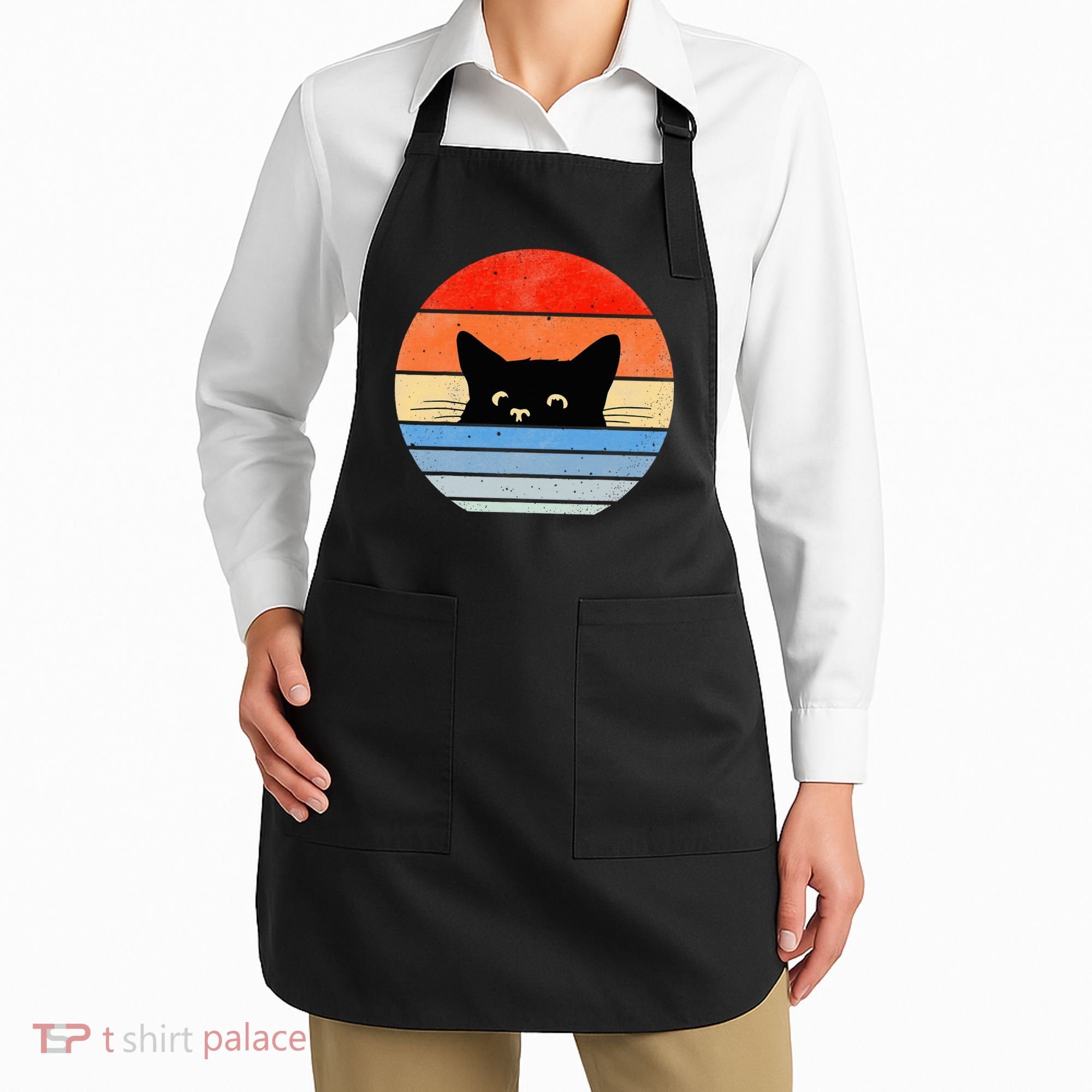 Retro Cat Cat Lover Cat Owner Cute Cat Apron