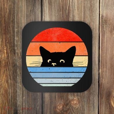 Retro Cat Cat Lover Cat Owner Cute Cat Coaster