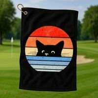 Retro Cat Cat Lover Cat Owner Cute Cat Golf Towel thumb 1