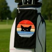 Retro Cat Cat Lover Cat Owner Cute Cat Golf Towel thumb 2