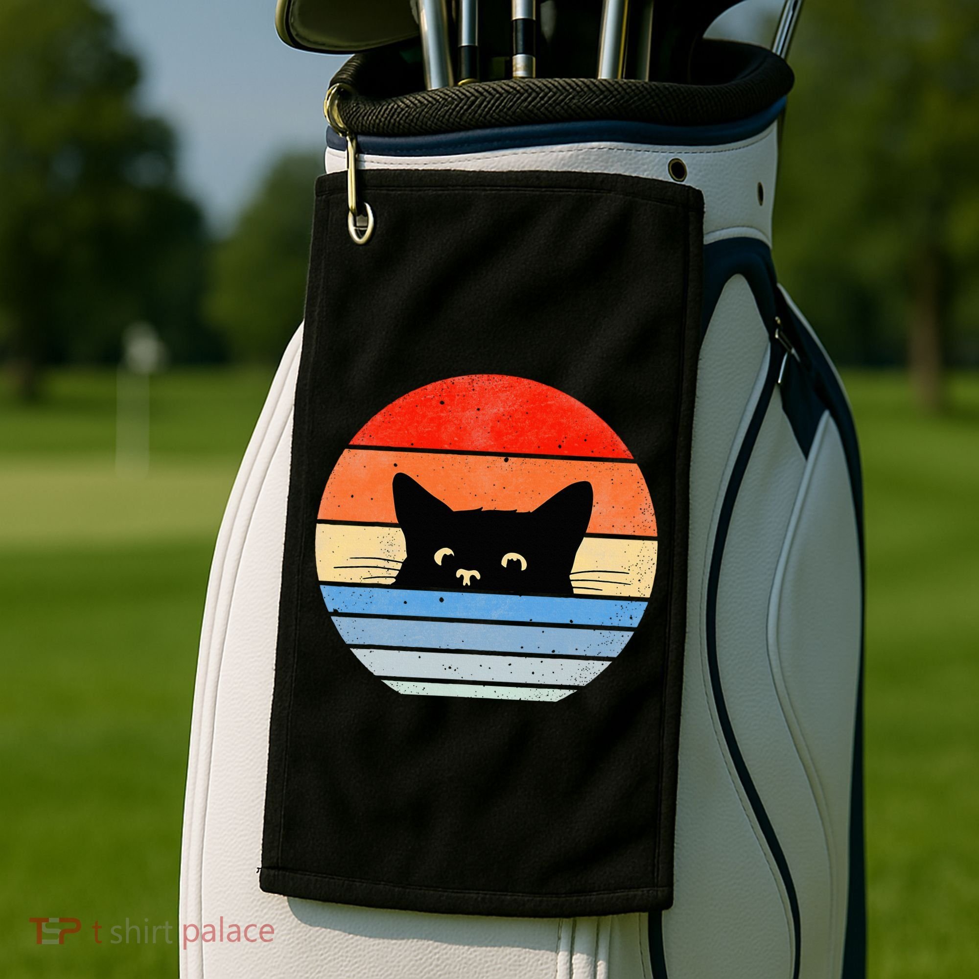 Retro Cat Cat Lover Cat Owner Cute Cat Golf Towel