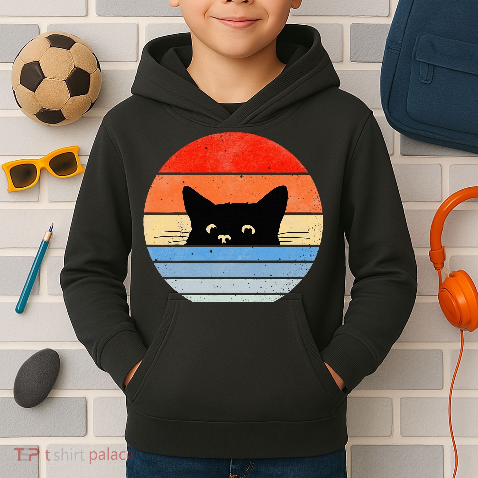 Retro Cat Cat Lover Cat Owner Cute Cat Kids Hoodie