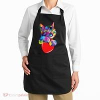 Rainbow Cute Cat Hugging Heart Kitty Love Cat Apron thumb 2