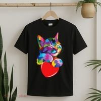 Rainbow Cute Cat Hugging Heart Kitty Love Cat T-Shirt thumb 2