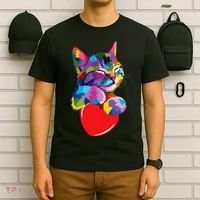 Rainbow Cute Cat Hugging Heart Kitty Love Cat T-Shirt thumb 6