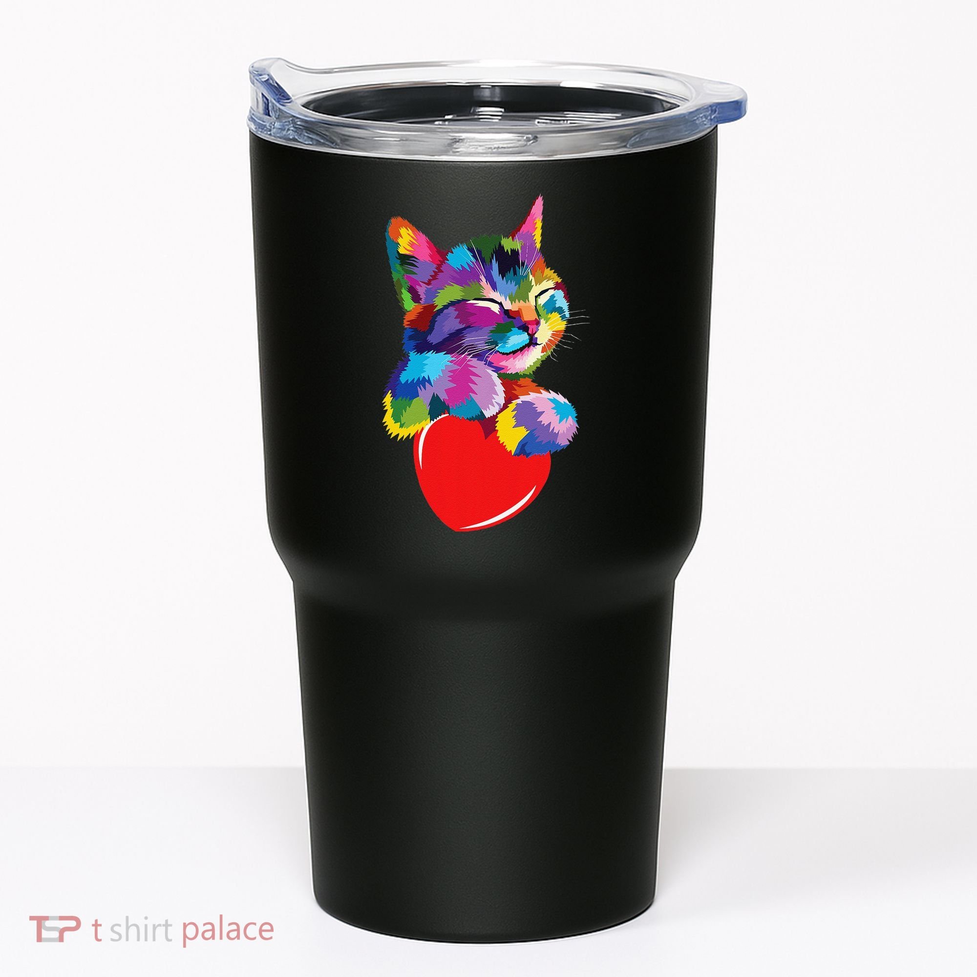 Rainbow Cute Cat Hugging Heart Kitty Love Cat Tumbler