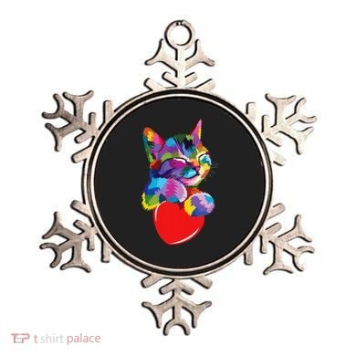 Rainbow Cute Cat Hugging Heart Kitty Love Cat Ornament