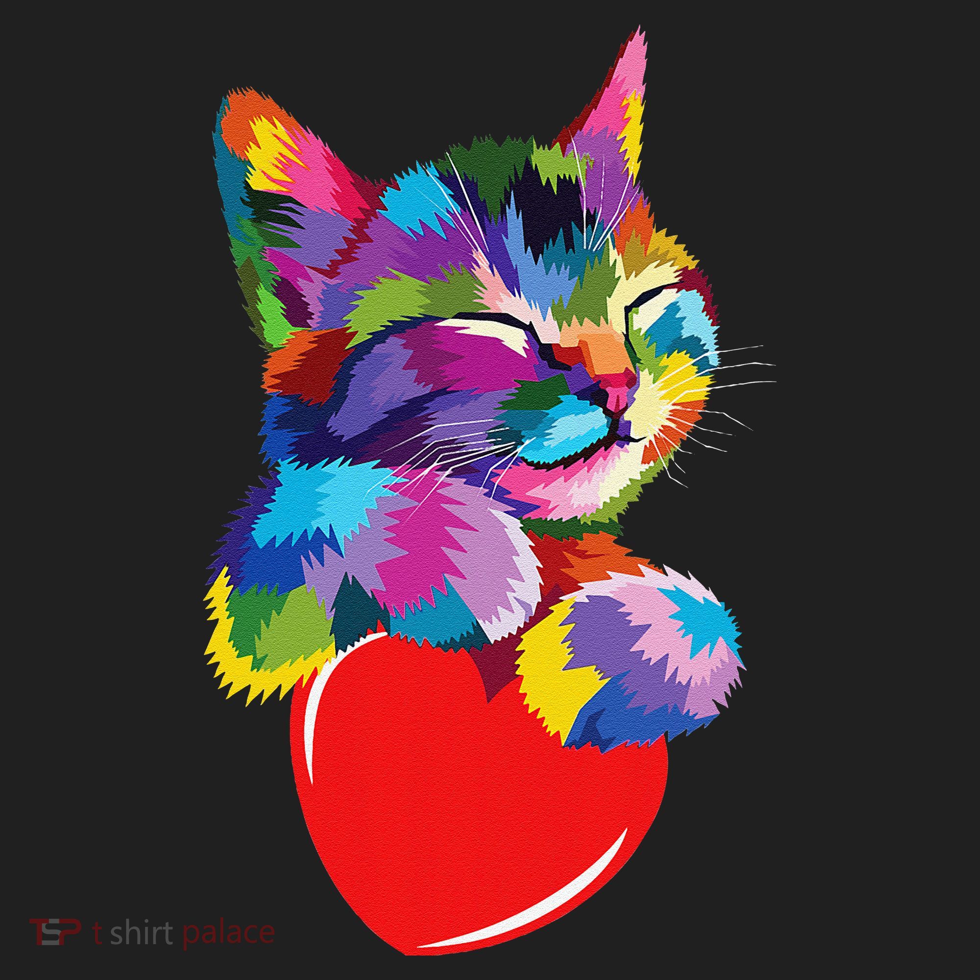 Rainbow Cute Cat Hugging Heart Kitty Love Cat Hat