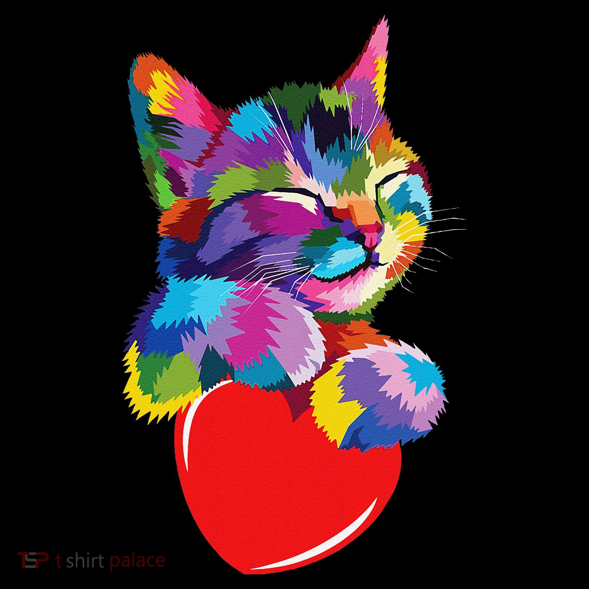 Rainbow Cute Cat Hugging Heart Kitty Love Cat Tank Top