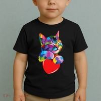 Rainbow Cute Cat Hugging Heart Kitty Love Cat Toddler T-Shirt thumb 2