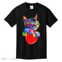 Rainbow Cute Cat Hugging Heart Kitty Love Cat Kids T-Shirt thumb 0