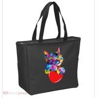 Rainbow Cute Cat Hugging Heart Kitty Love Cat Tote Bag thumb 2