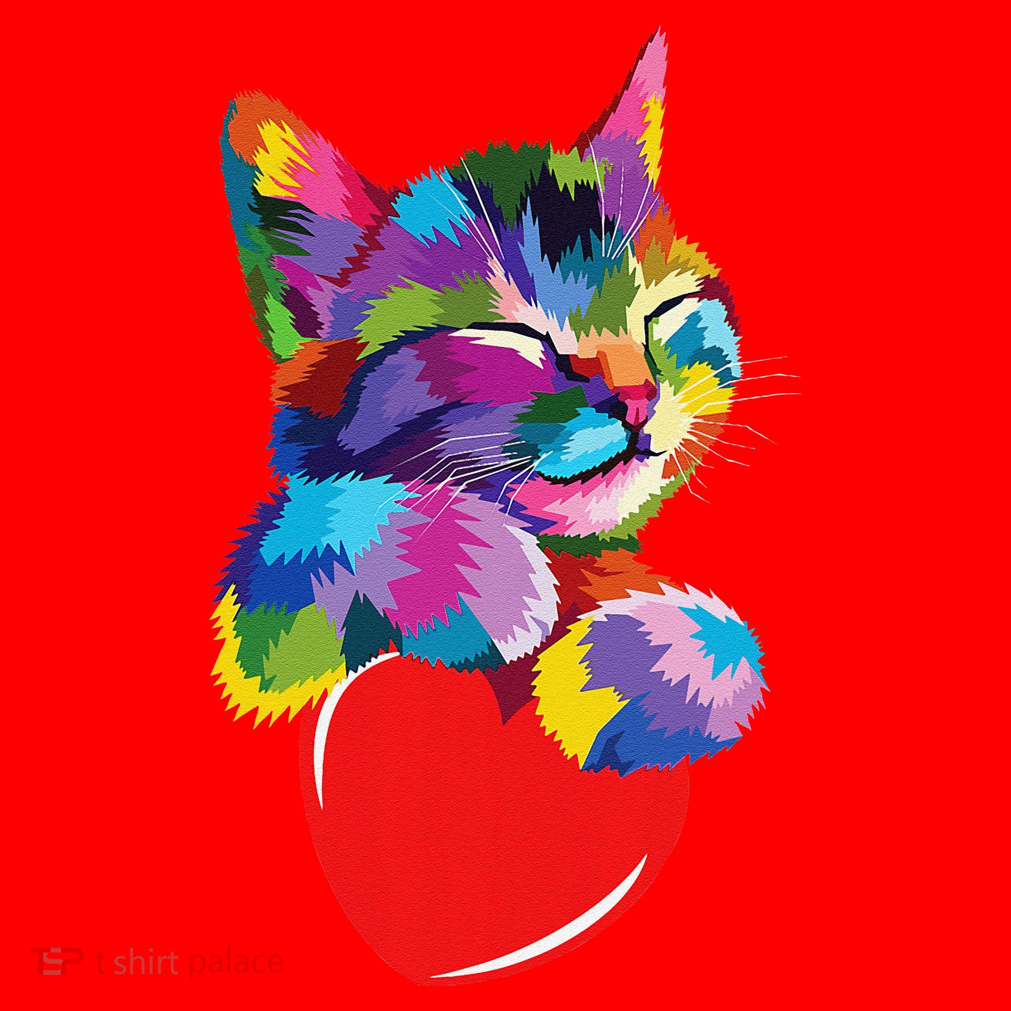 Rainbow Cute Cat Hugging Heart Kitty Love Cat Santa Hat