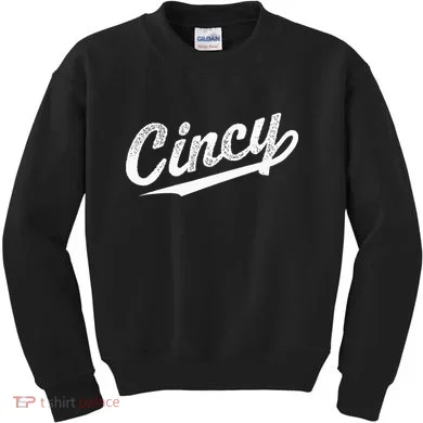 Retro Cincy Cincinnati Ohio Vintage Cursive Script Throwback Kids Sweatshirt