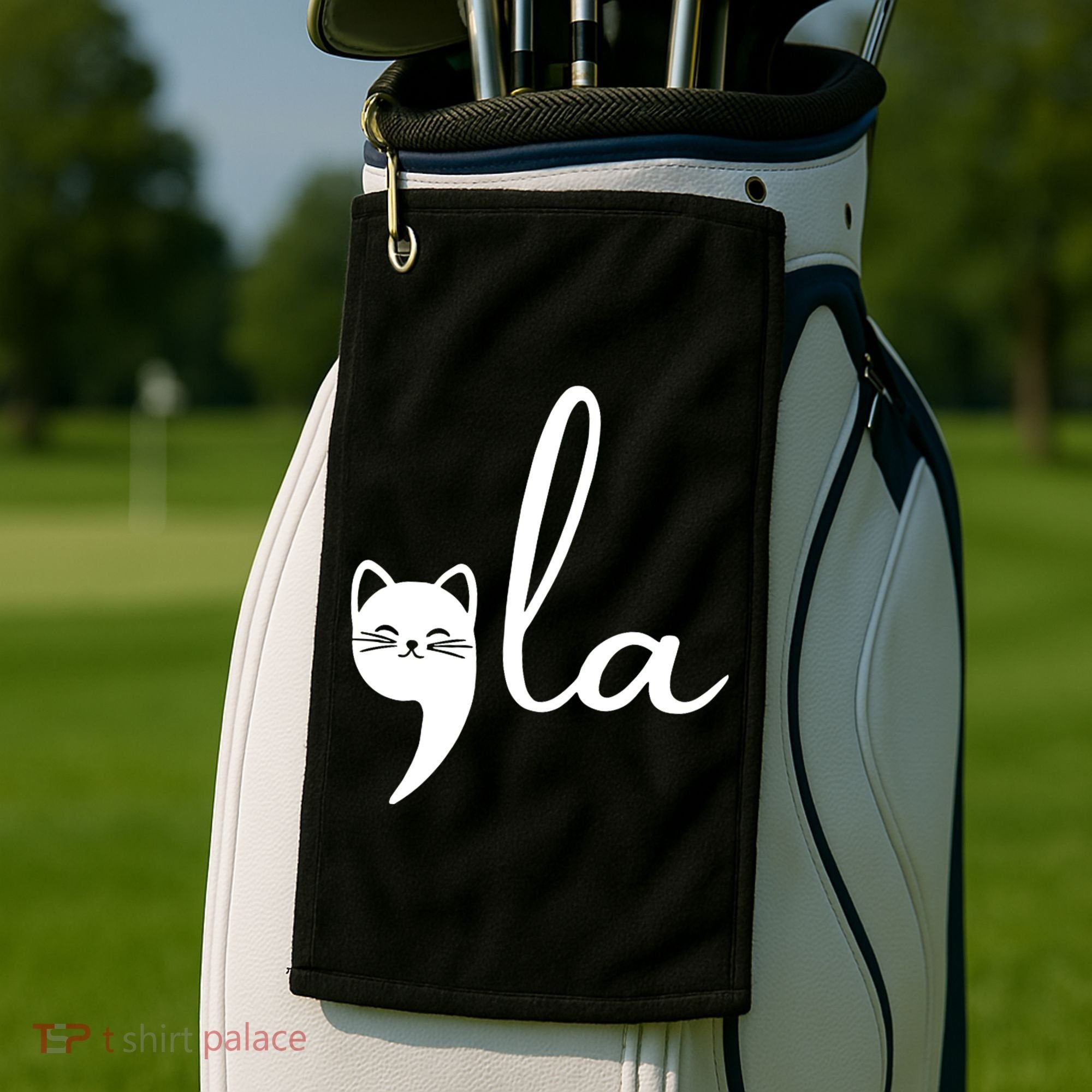 Retro Cat Comma La Kamala Harris For President 2024 Election Golf Towel