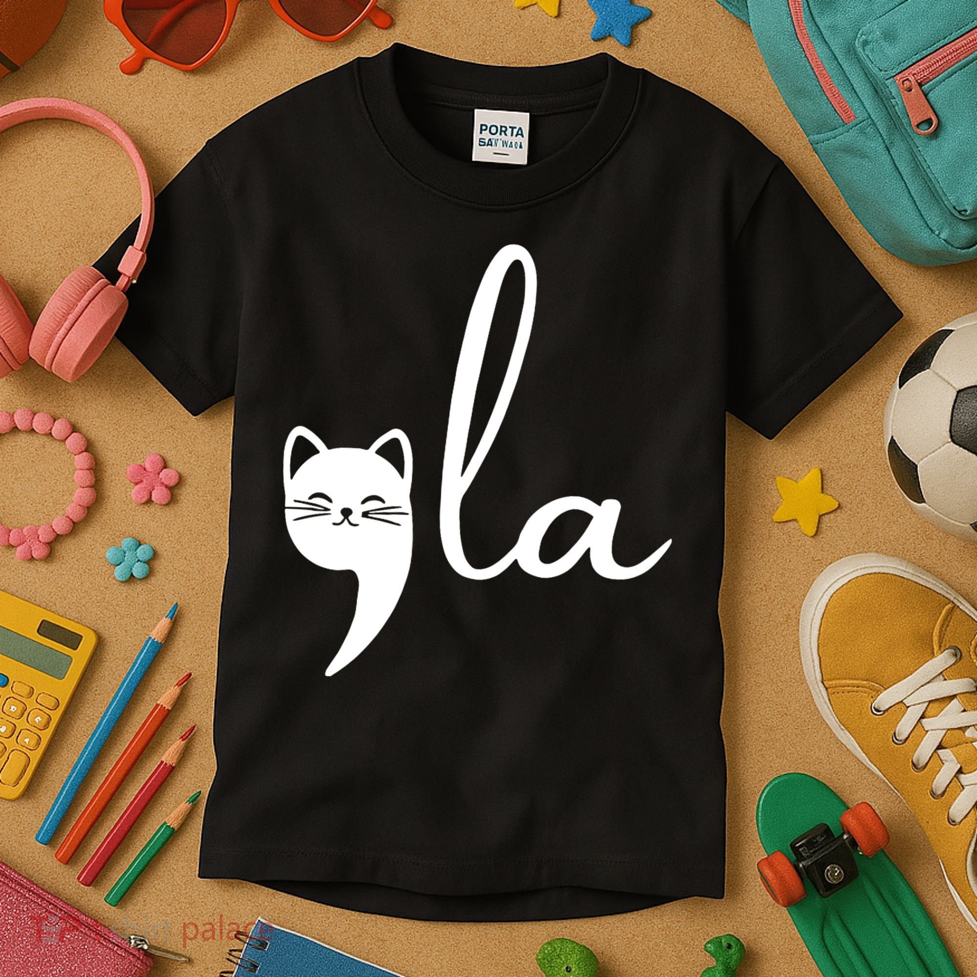 Retro Cat Comma La Kamala Harris For President 2024 Election Kids T-Shirt