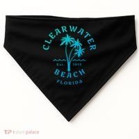 Retro Cool Clearwater Beach Original Florida Beach Palm Tree Gift USA-Made Doggie Bandana thumb 0